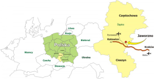 Jaworzno against background of Poland Jaworzno against background of Poland